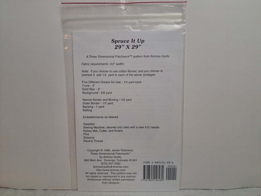 Animas Quilts Pattern (Three Dimensional Patchwork) - Spruce It Up #AQP-28