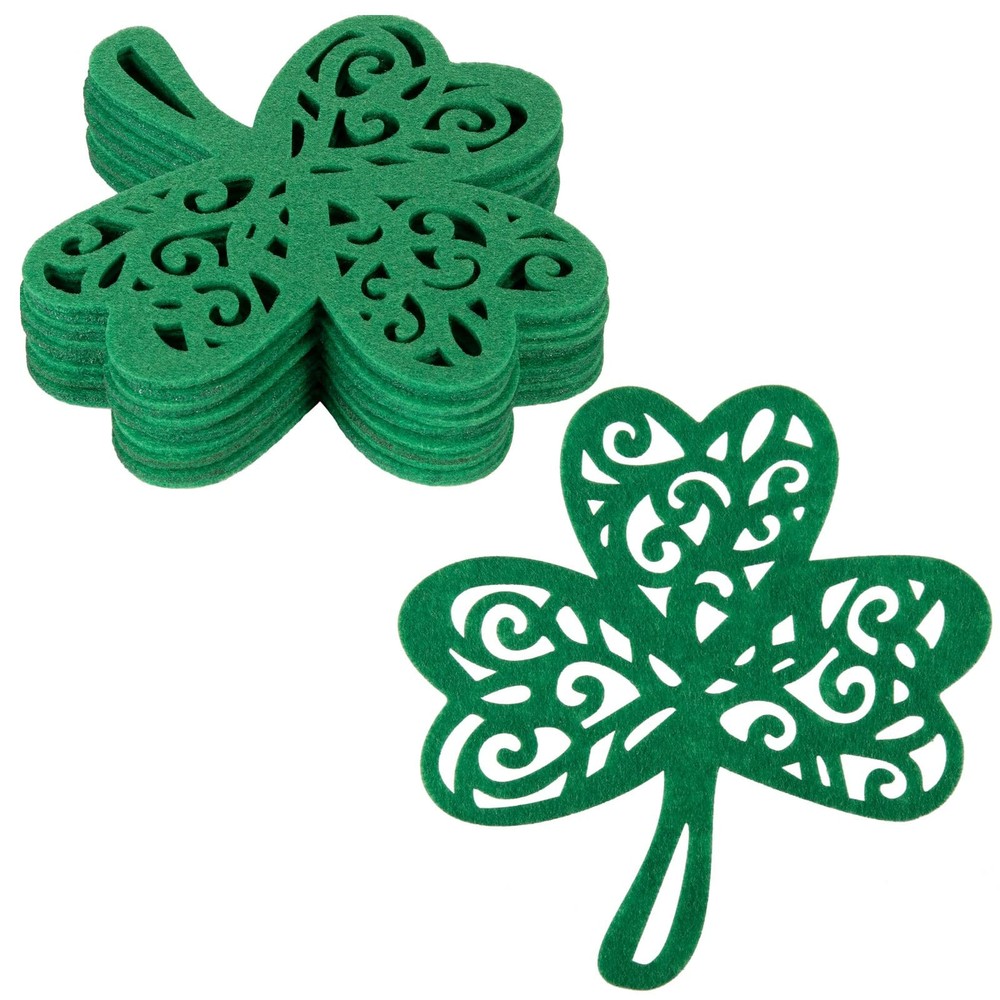 Whaline 12 Pack St. Patrick's Day Drink Coasters Non-Woven Green