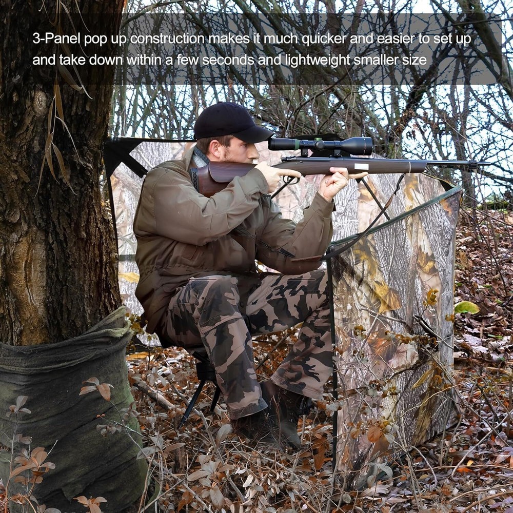 Hunting Blind See Through Ground Blind Portable Three-Panel Hunting Ground Blind
