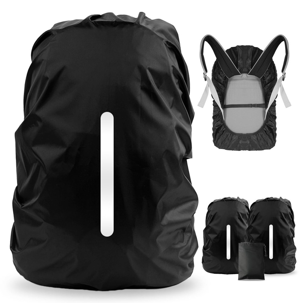 Backpack Rain Cover 2pcs, Waterproof Protector 30L-40L Black