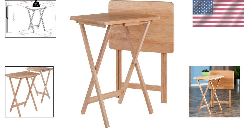 Compact & Stylish 2-Piece Folding Snack Tables - Easy Storage Solution