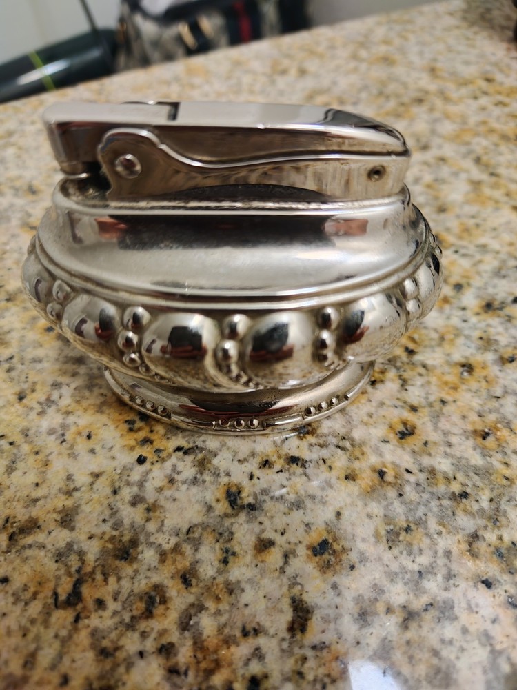 Ronson Table Lighter Crown Rhodium Plated