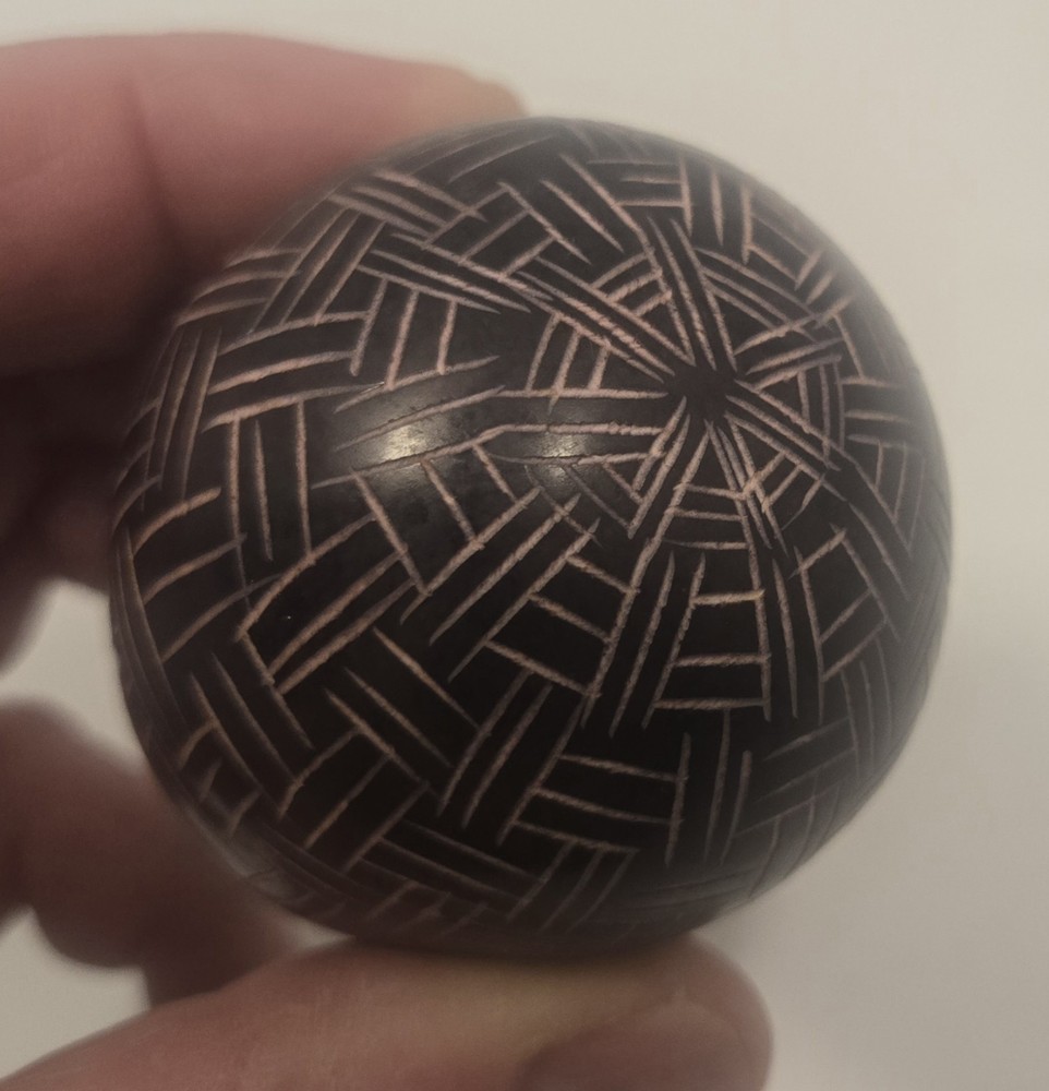 Carved Stone Black Decor Lines 3" Tall