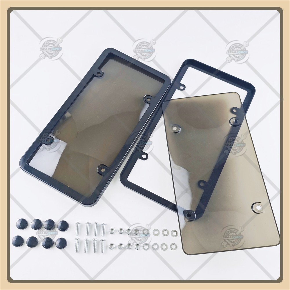 2X Unbreakable License Plate Covers+Frames Auto Tag Shield Protector Front Rear