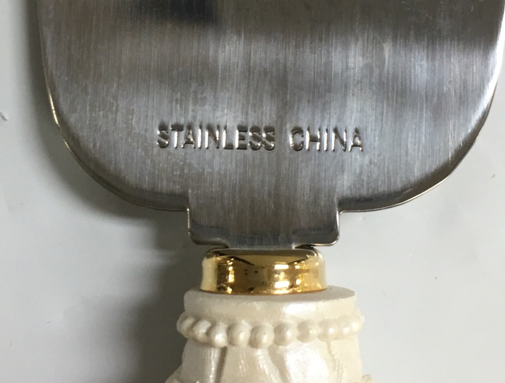 Wedding Stainless Steel Cake Server-Knife with Sparkling White Handle