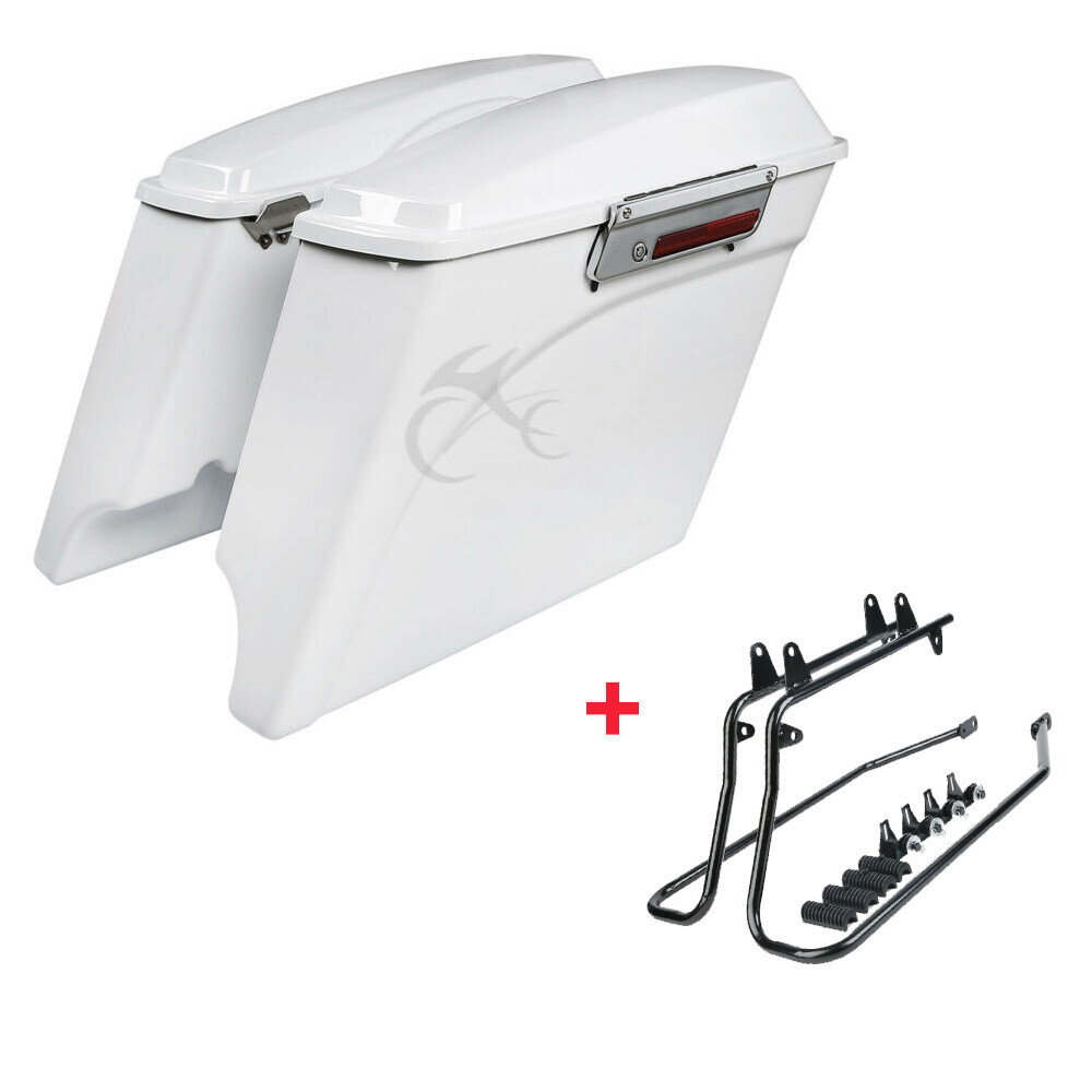 5" Extended Stretched Hard SaddleBags/Conversion Brackets Fit For Harley Softail