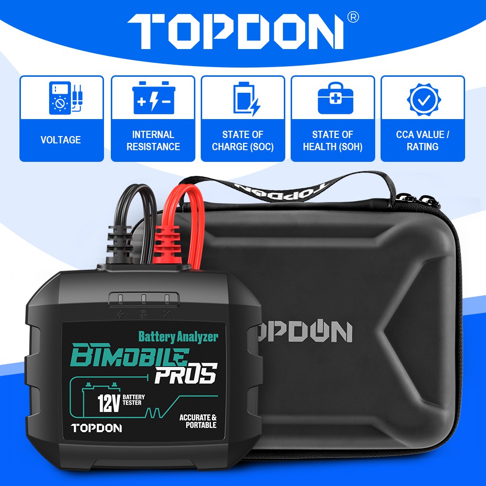 TOPDON BTMobile Pros Bluetooth Car Battery Tester 12V 24V 2000 CCA Load Analyzer