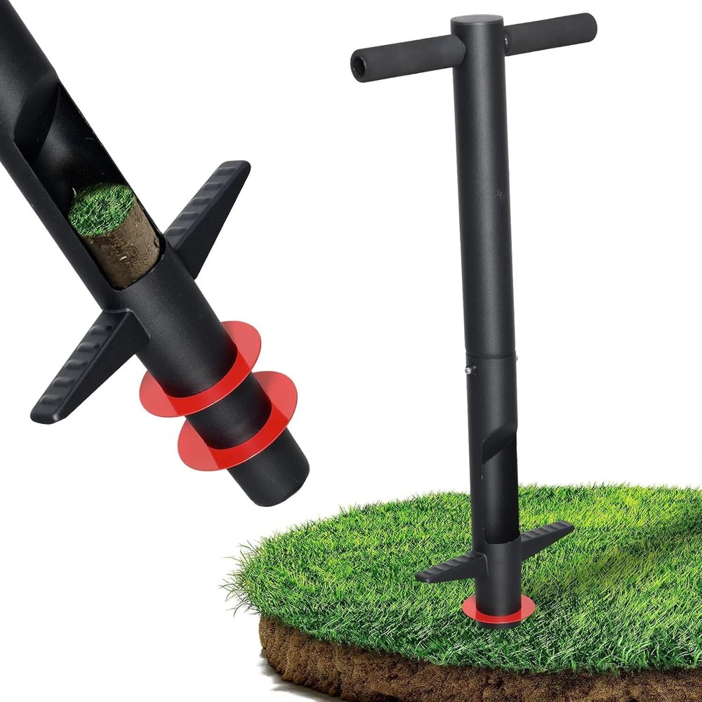 Bulb Planter Tool - 34" Long Handle Sod Plugger Lawn Plug Digger,Auto Plug Eject