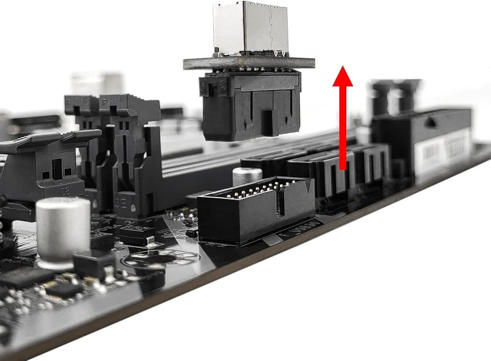 USB Front Panel Adapter, Vertical C Header 3.1 Type-E Black