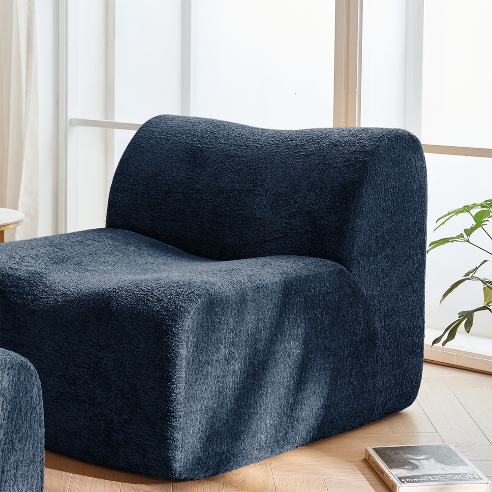 Space-Saving Single Foam Sofa Chair with Footrest & Pillow
