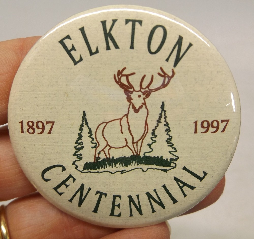 1997 Elkton Centennial Pin with Elk Button Pinback