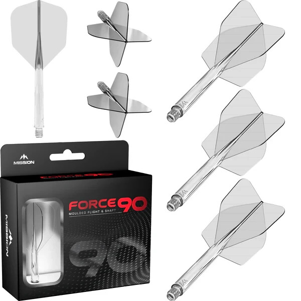 CLEAR MEDIUM NO6 MISSION FORCE 90 1 PIECE MOLDED SHAFT & FLIGHT SYSTEM