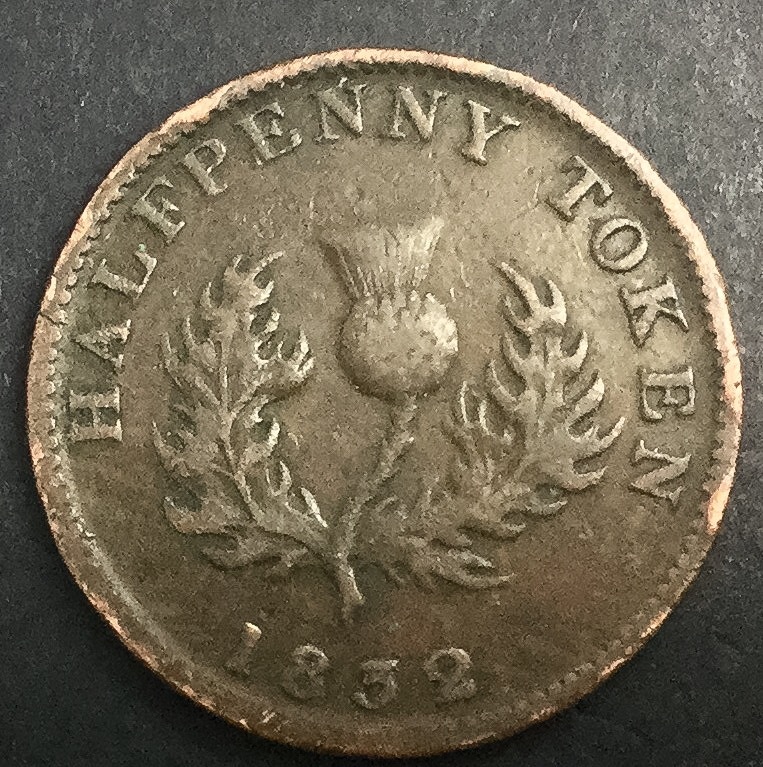 1832 Nova Scotia Half Penny Token NS 1D2  Mid Grade