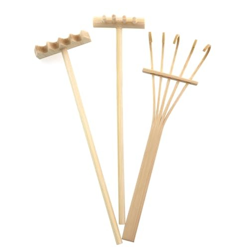3PCS Mini Zen Garden Rake Bamboo Sand Rake Tools Office Desktop Decoration