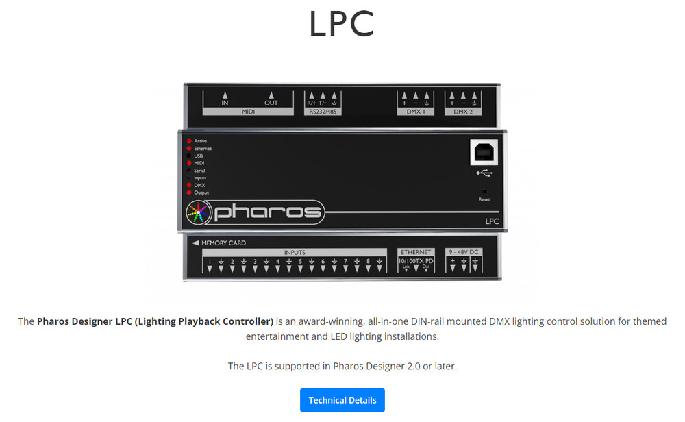 Pharos LPC1 lighting playback controller 512 eDMX artnet sACN - good working