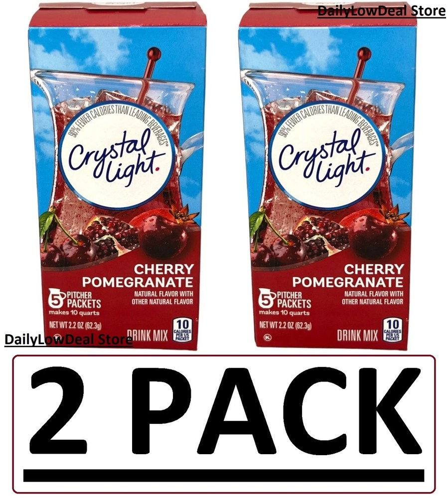 2 PACK - Crystal Light Cherry Pomegranate Drink Mix Pitcher Pack 2.2 oz