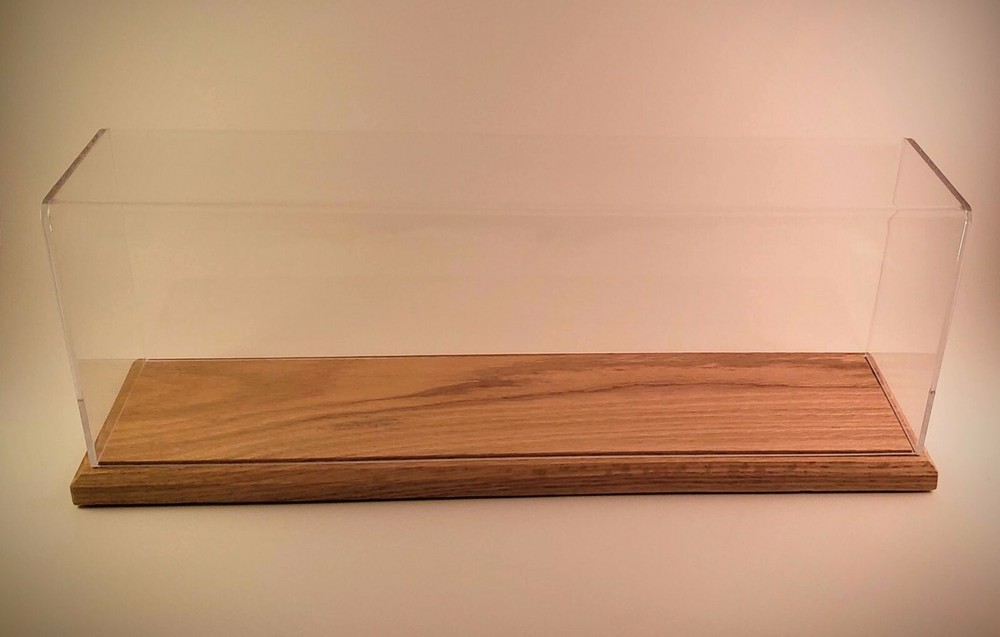 21" Long HO Scale Model Train Display Case, Oak Base