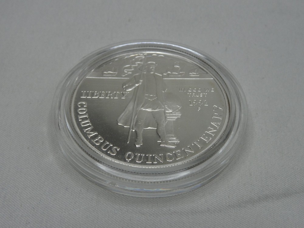 1992-P Columbus Proof Silver Dollar US Mint Commemorative $1 Capsule Only