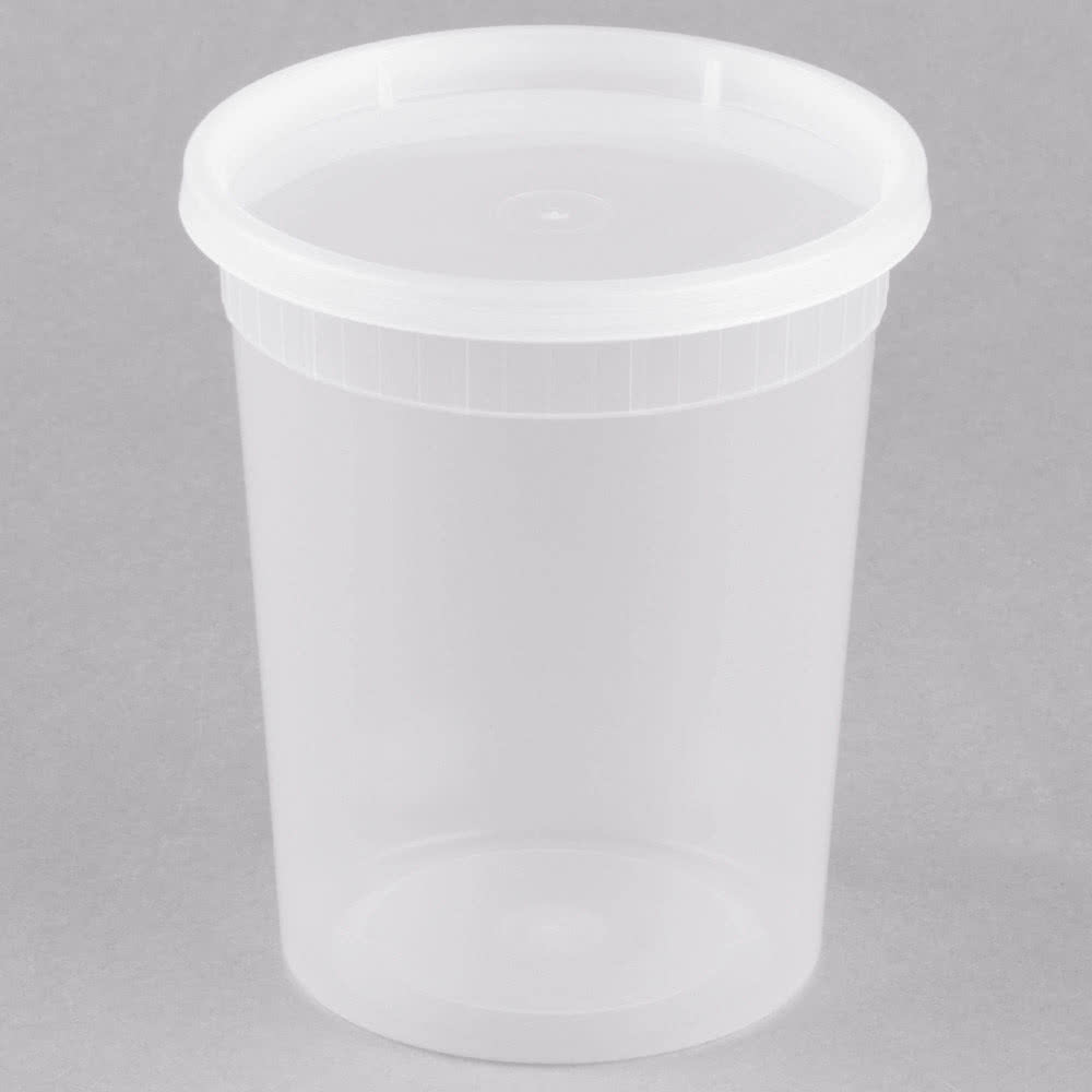 240 CASE 32 OZ HD Microwavable Clear Round Plastic Deli Food Container Lid