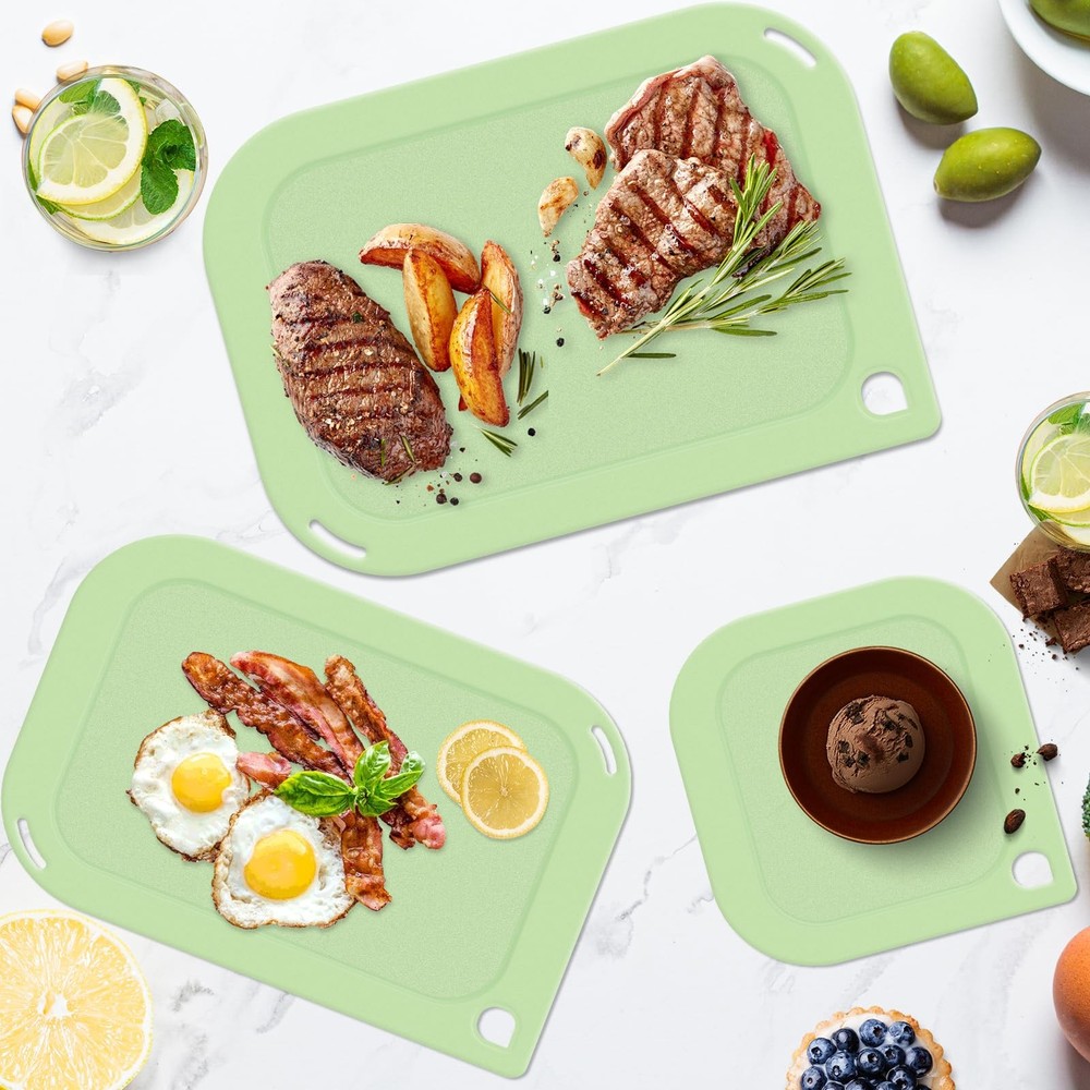 Plastic Cutting Boards for Kitchen, Chopping Board 3-Pack with Different Size...