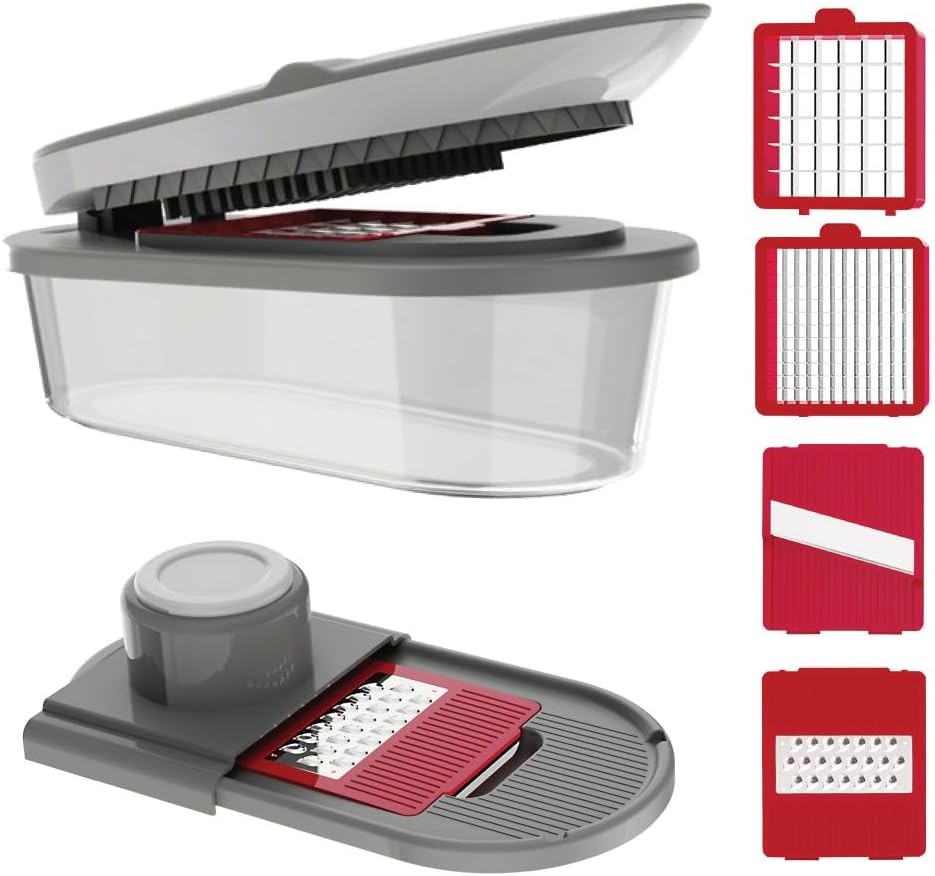 Vetable Chopper and Mandoline Slicer with Container,  4