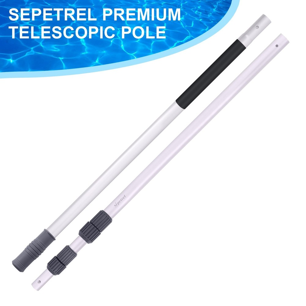 12 Foot Telescoping Swimming Pool Pole Threaded Tips for Skimmer Net