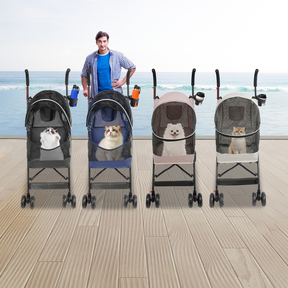 Foldable Lightweight Pet Stroller for Small to Medium Dogs and Cats