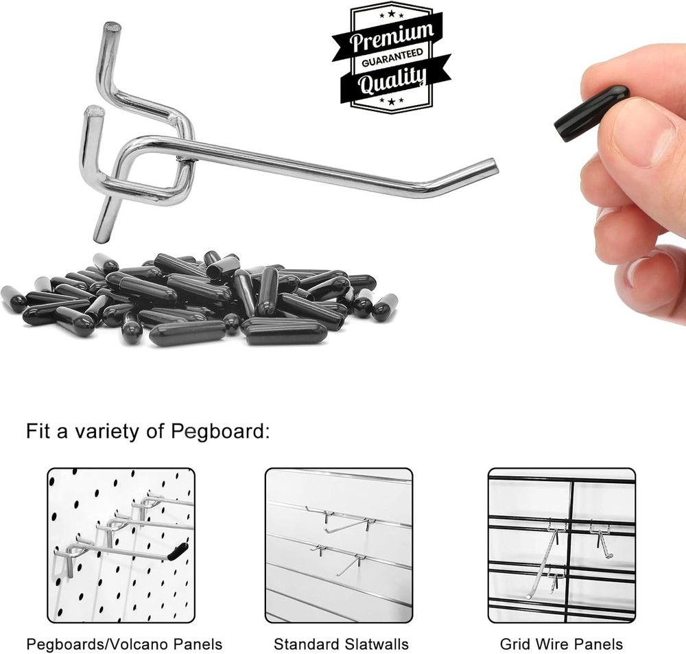 32 Pack 2-Inch Steel Pegboard Hooks - Rust-Resistant Garage & Tool Organizer