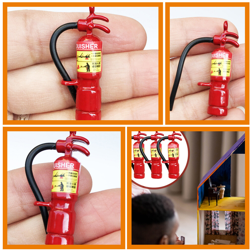4 Pcs Mini Fire Extinguisher Model Miniature Extinguishers Metal Toy