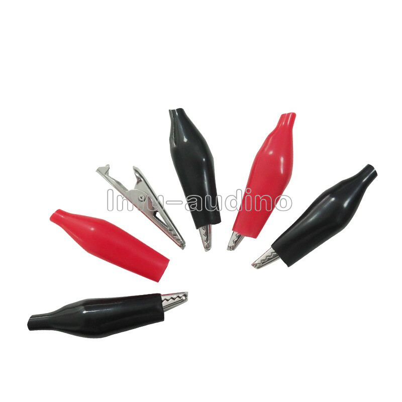 20pcs Black Red Soft Plastic Coated Testing Probe Aligator Clips Crocodile P2001