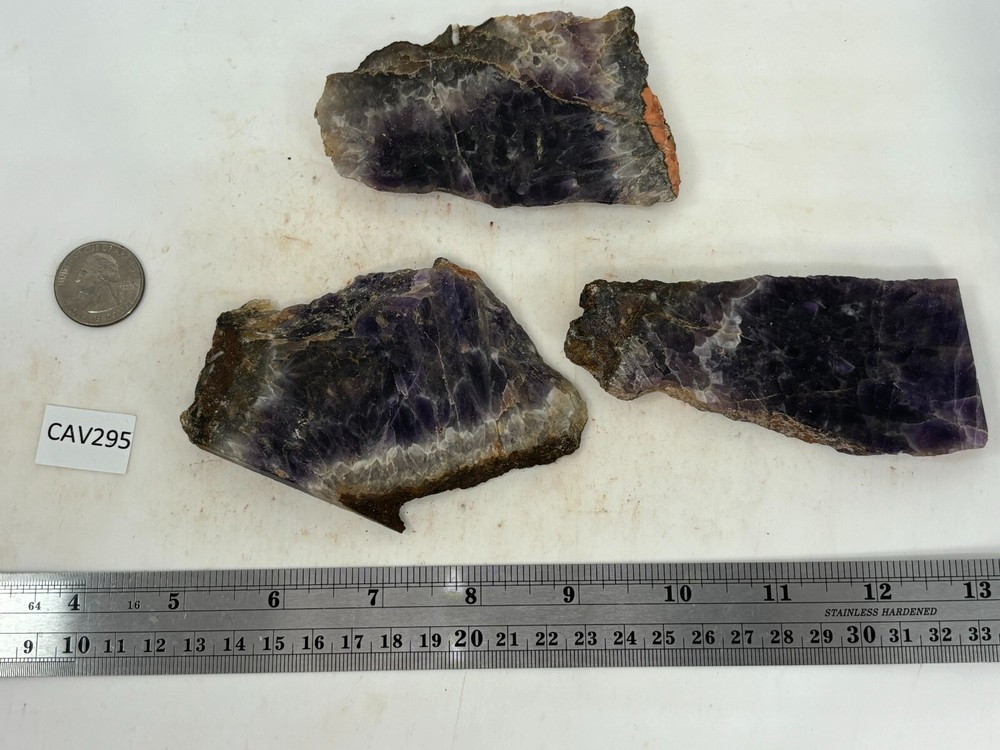 Deep Purple Chevron Amethyst Slabs Cabbing Lapidary Combo Ship Avail