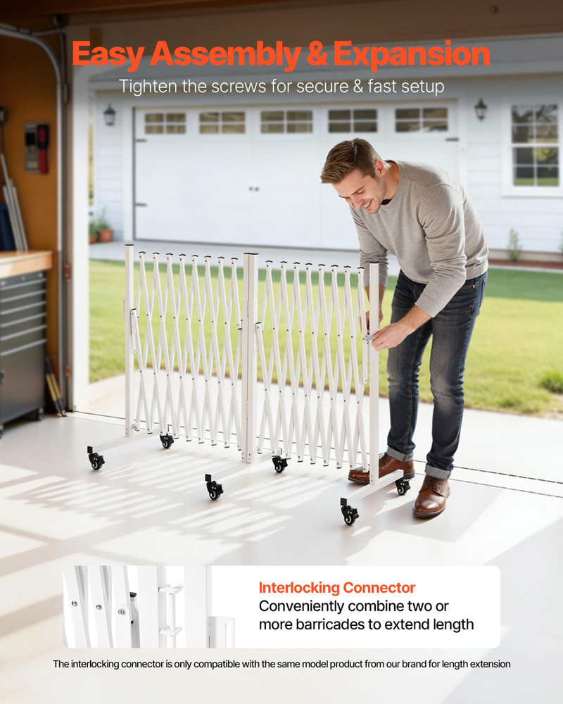 Expandable Safety Barrier 18FT Double Barricade w/ Locking Casters