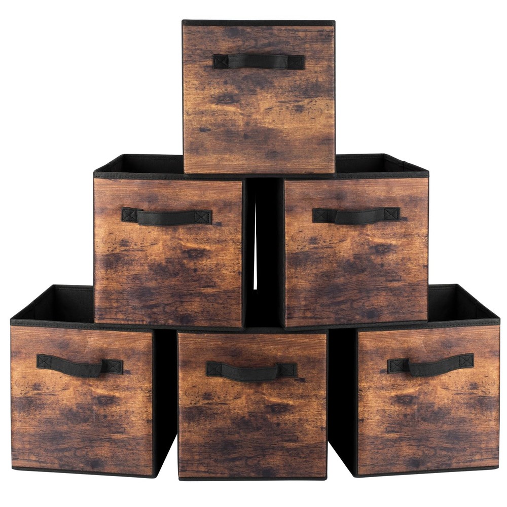11 Inch Fabric Storage Cubes, 6 Pack Foldable Storage Bins with Handle, Stora...