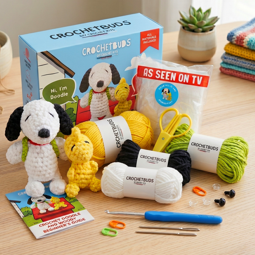DIY Dog & Bird Crochet Kit | Beginner Craft Gift with Hook & Tutorials