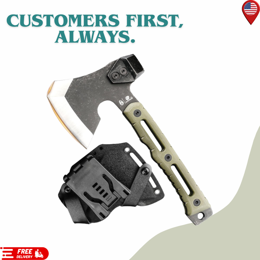 Mini Splitting Axe Camping Tactical Hatchet w/ Hammer Kydex Sheath