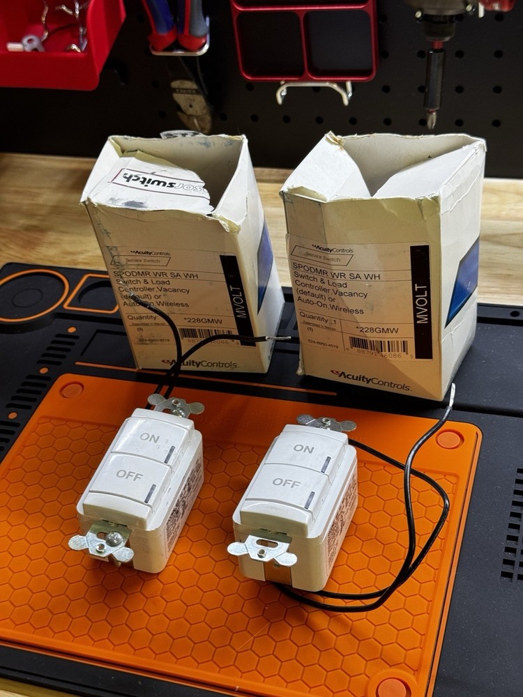 2 Count - Open Box Acuity Controls SPODMA SA WH White Wall Switch Auto-On