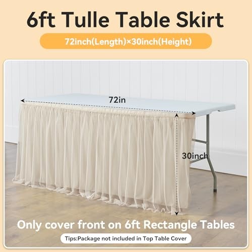 72inch Gold Tulle Table Skirts for Rectangle 72" x 30" (Rectangular) Champagne