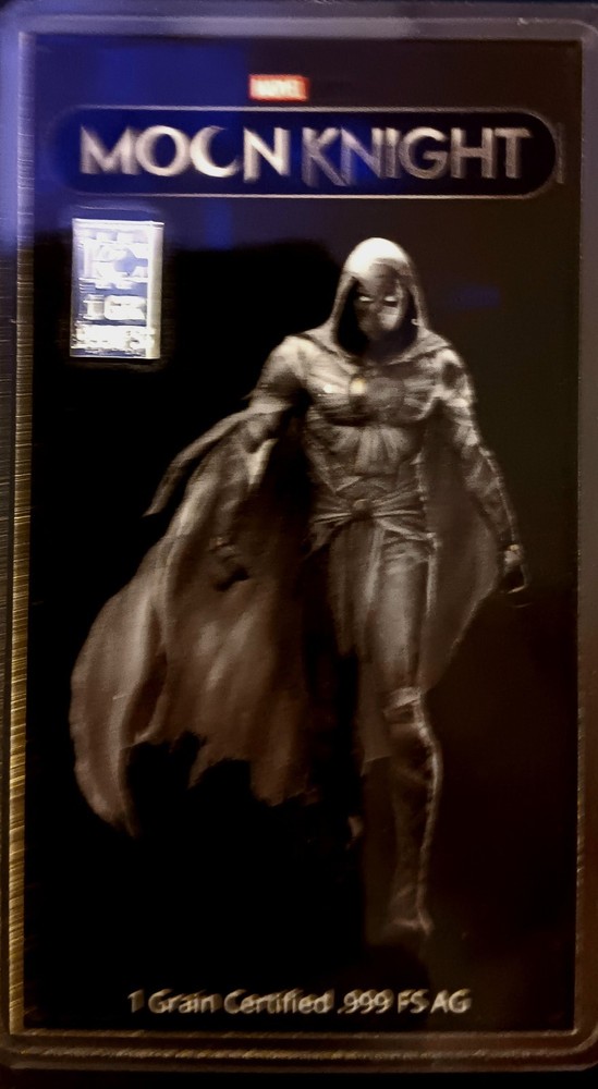 Silver .999 Fine Silver Certified 1 Grain Card Marvel "Moon Knight"
