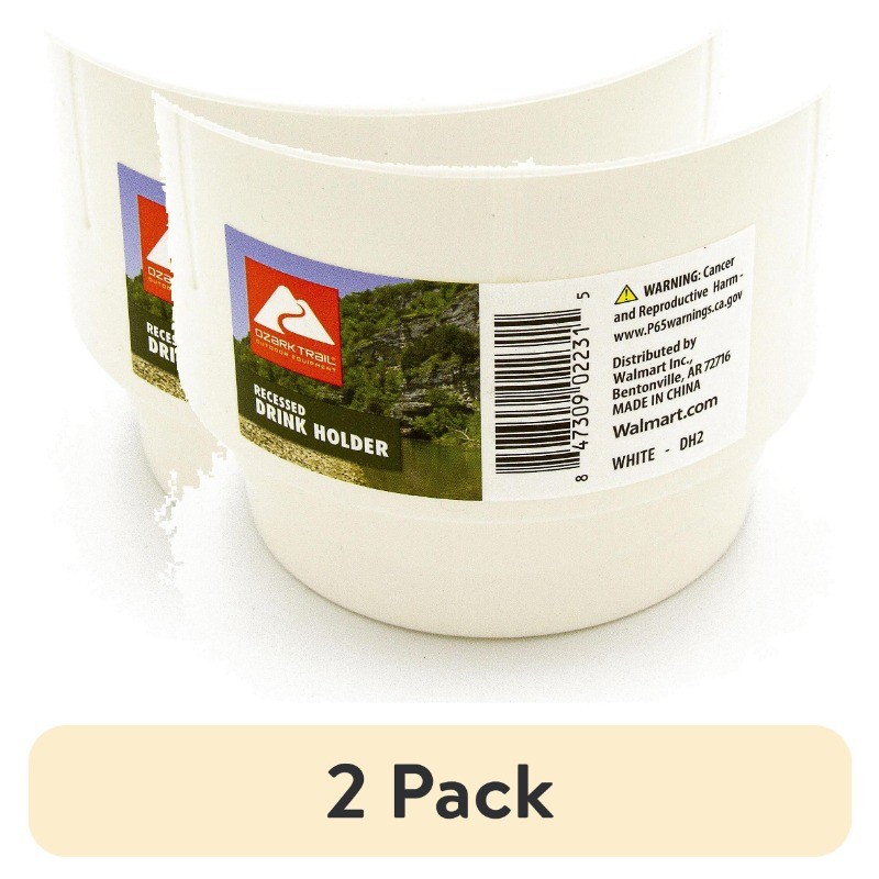 (2 pack) Ozark Trail Marine Boating Recessed Drink Holder - White.