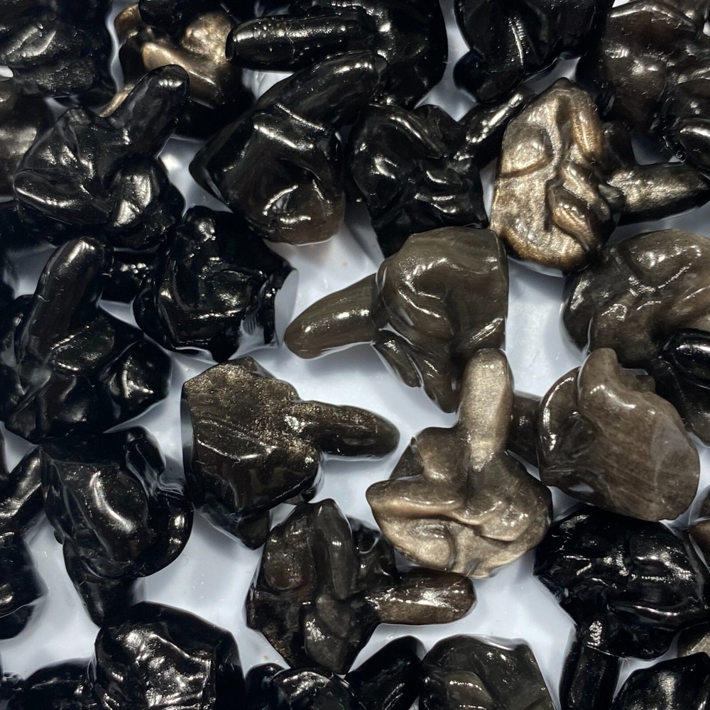 Natural silver obsidian Quartz mini Finger hand carved crystal healing 3PC