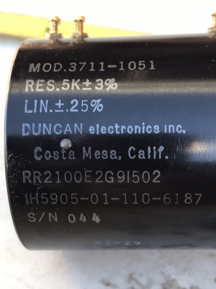 Duncan Variable Resistor Vintage NSN 5905-01-110-6187