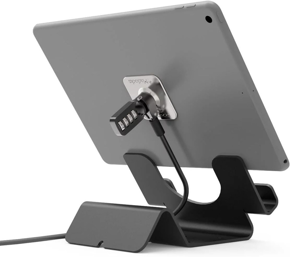 Universal Security Tablet Holder with Security Cable Lock and Plate, Black (CL12