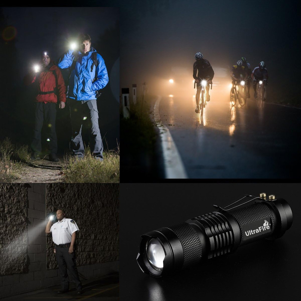 3 Pack Mini Flashlights Focus Adjustable SK68 Single Mode Tactical LED Flashligh