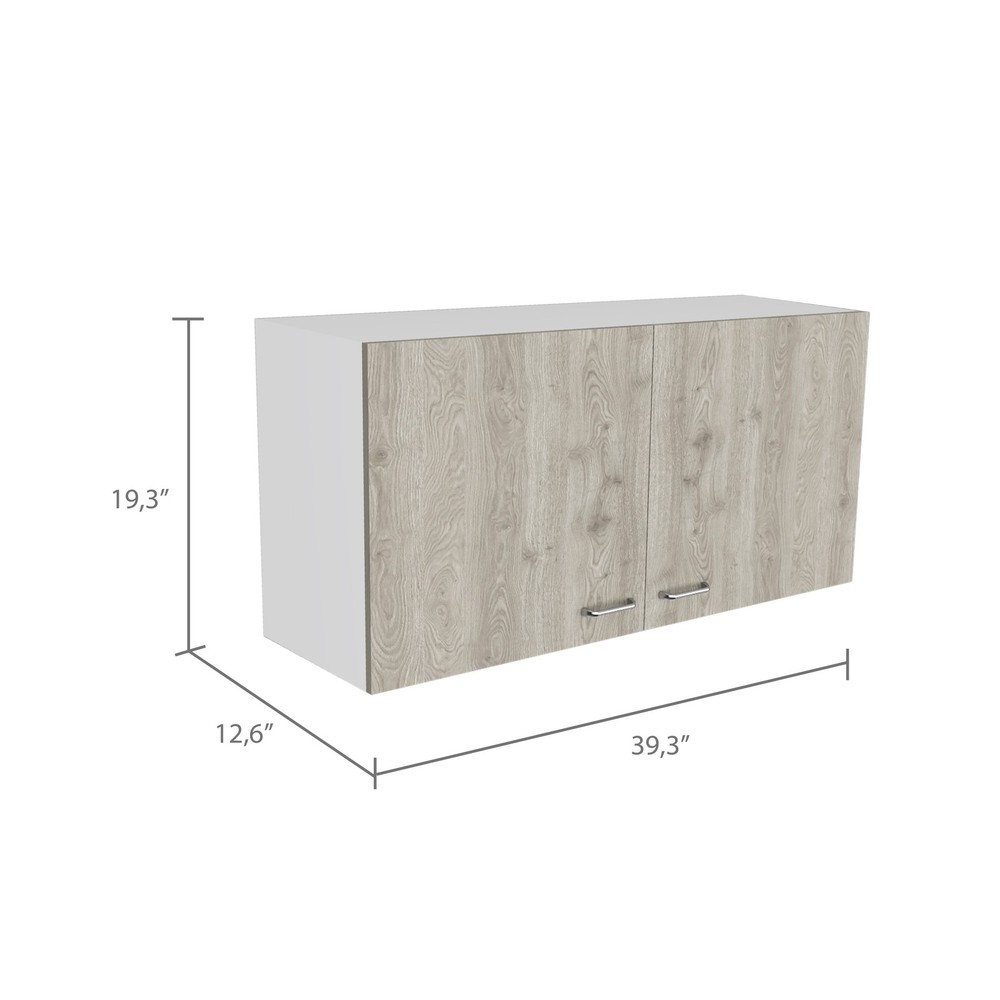 White and Light Grey 2-Door 2-Compartment Wall Cabinet