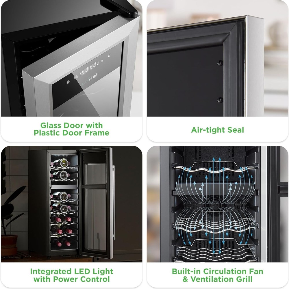 Nutrichef 18 Bottle Wine Fridge - Black (Open Box)