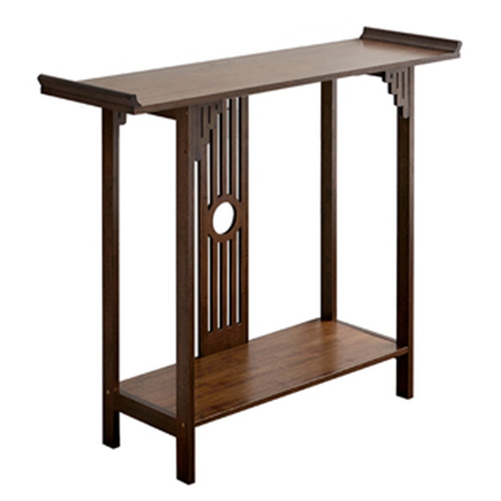 2-Layer Vintage Console Table Sofa Side Table Entryway Table Bamboo Shelf New