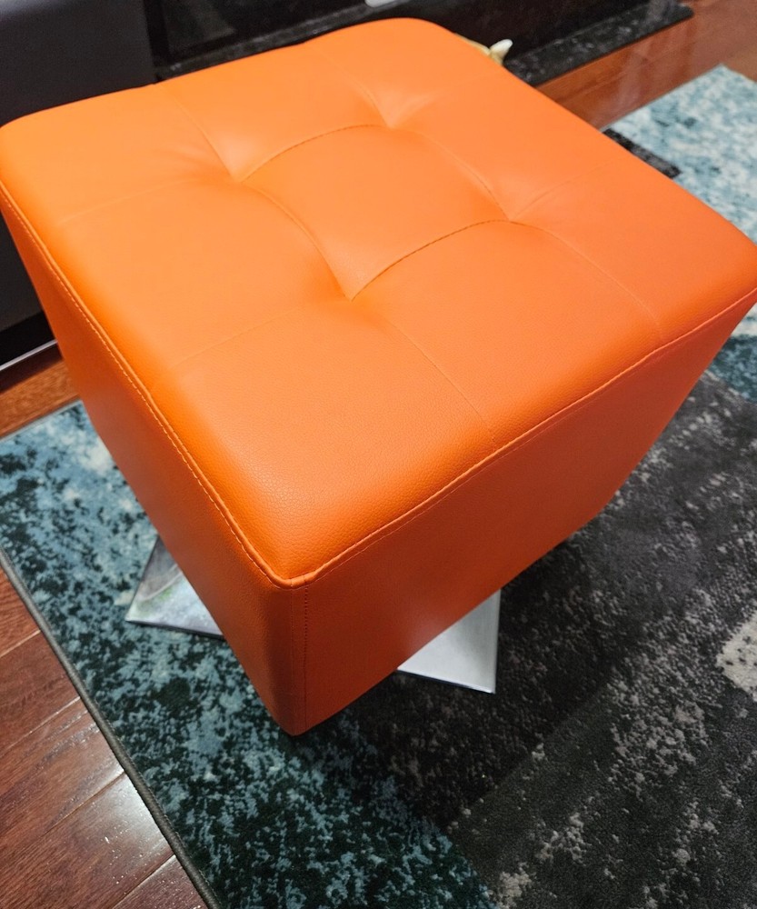 Sunpan swivel ottoman in orange