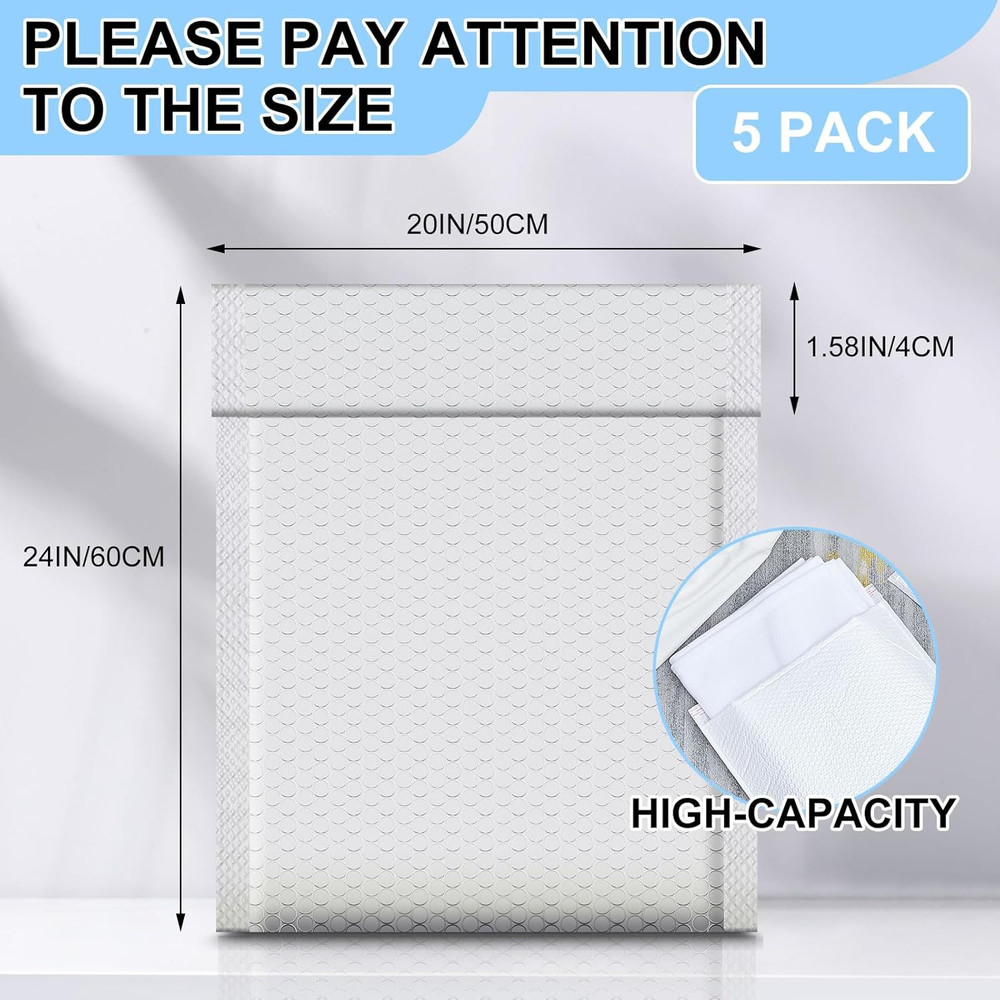 5 Pack Extra Large 20 X 24" Bubble Mailers Poly Padded Envelopes Cushioned Ma...