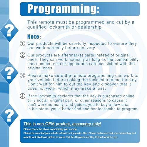 5 Button Car Keyless Entry Remote Control Replacement Key Fob Proximity Smart