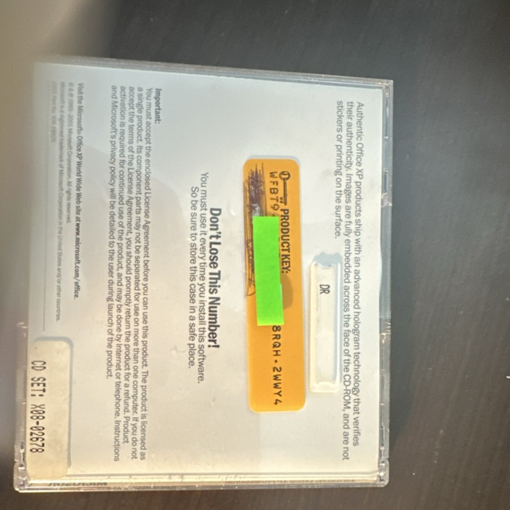 Microsoft Office XP Professional Software CD Windows English IntelliType Pro 2.2